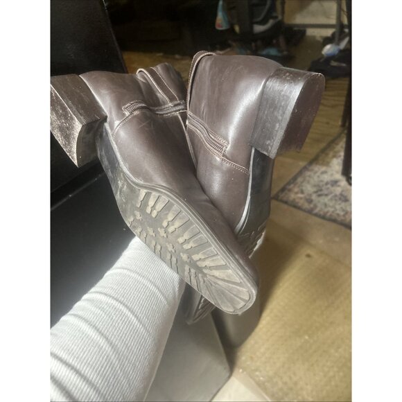 Etienne Aigner Brown Leather Knee-High Boots Square Toe Women's 10m - Picture 6 of 6